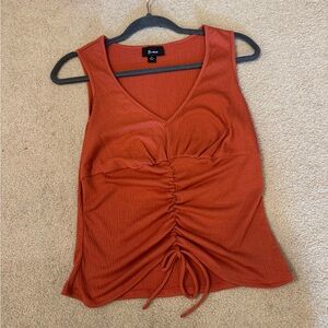 B Wear Burnt Orange M Sleeveless Ruched Tank Top